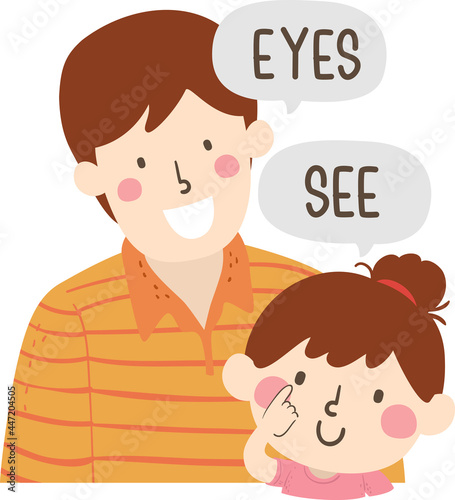 Kid Girl Dad Teach Body Par...