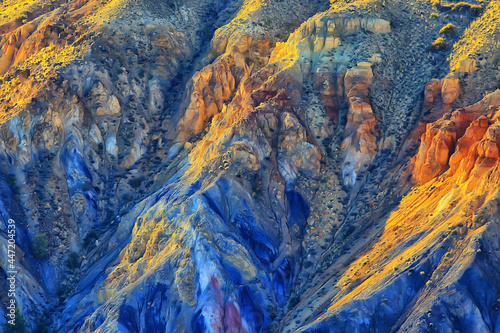 multicolored mountains, geological texture background, multicolor deposits of minerals, landscape