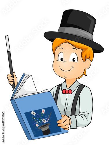 Kid Boy Read Magic Book Wan...