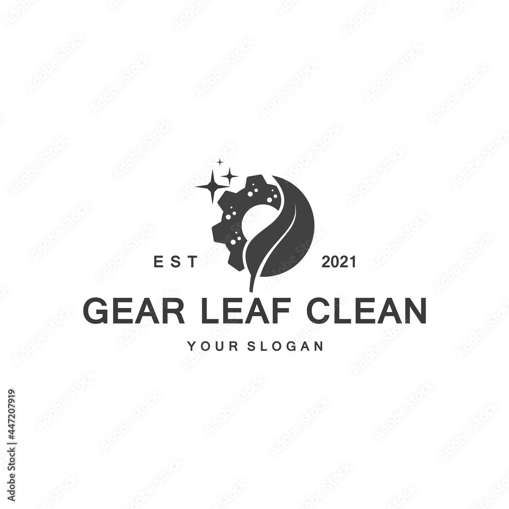 Obraz premium Creative Clean Gear Leaf Agricultural technology Logo Design Illustration