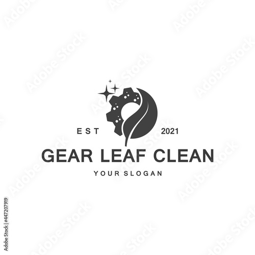 Creative Clean Gear Leaf Agricultural technology Logo Design Illustration