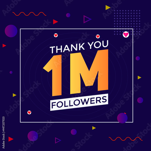 thank you 1m followers colorful banner. Thank you followers Banners, 1 milion followers, social midea banner followers