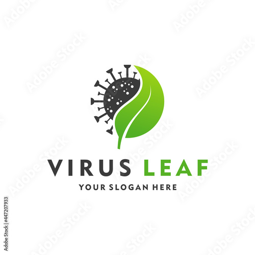 creative design logo leaf and virus. icon vector graphic illustration