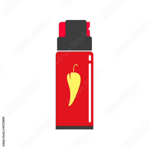 Pepper or capsicum spray isolated icon vector flat cartoon illustration, idea of self defence protection gas bottle clipart