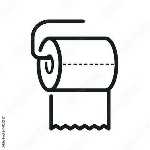 Toilet paper icon hanging on bathroom wall