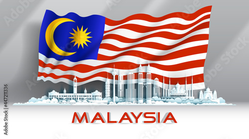 Independence anniversary celebration national day in Malaysia flag background.