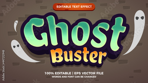 ghost buster cartoon comic editable text effect style template photo
