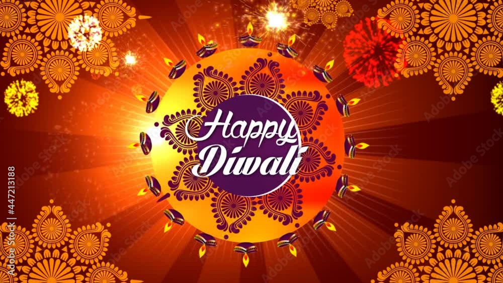 Diwali Theme, Diwali presentation 3D text animation with Golden text color and creative dynamic Colorful particles explosion, Diwali celebration, Diwali background, presentation ,Advertising title