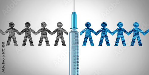 Bild auf Leinwand Unvaccinated And vaccinated people as anti-vaxxer or individuals that oppose taking the vaccine illustration elements