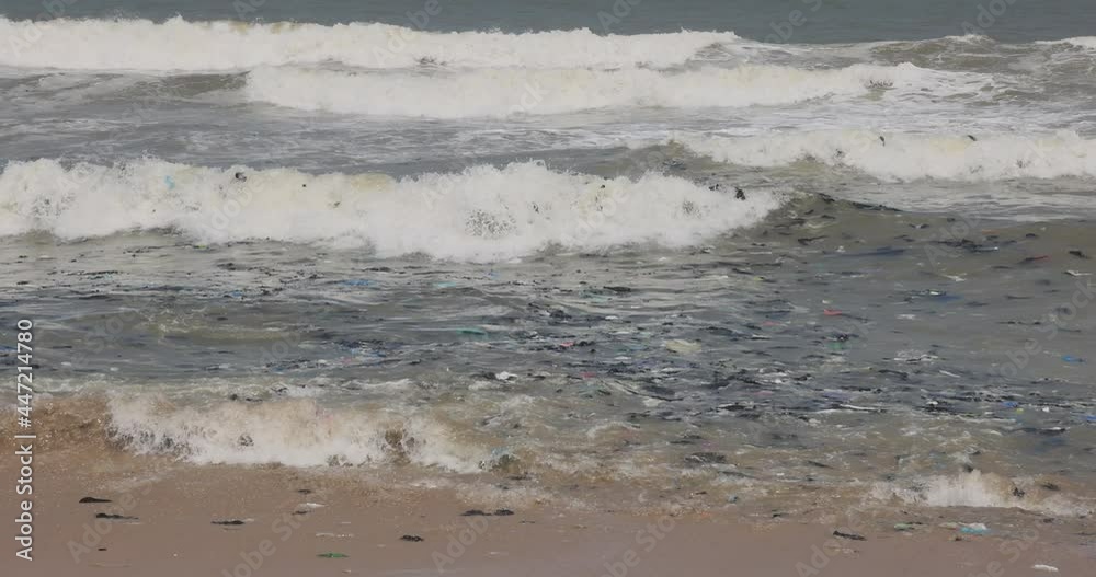 Filth Surf Trash Pollution sandy beach Accra Ghana Africa. West Africa Atlantic ocean. Sandy beaches polluted by trash, garbage and sewage. Summer vacation destination plastic and industrial waste. Filth Surf Trash Pollution sandy beach Accra Ghana Africa. West Africa Atlantic ocean. Sandy beaches polluted by trash, garbage and sewage. Summer vacation destination plastic and industrial waste.