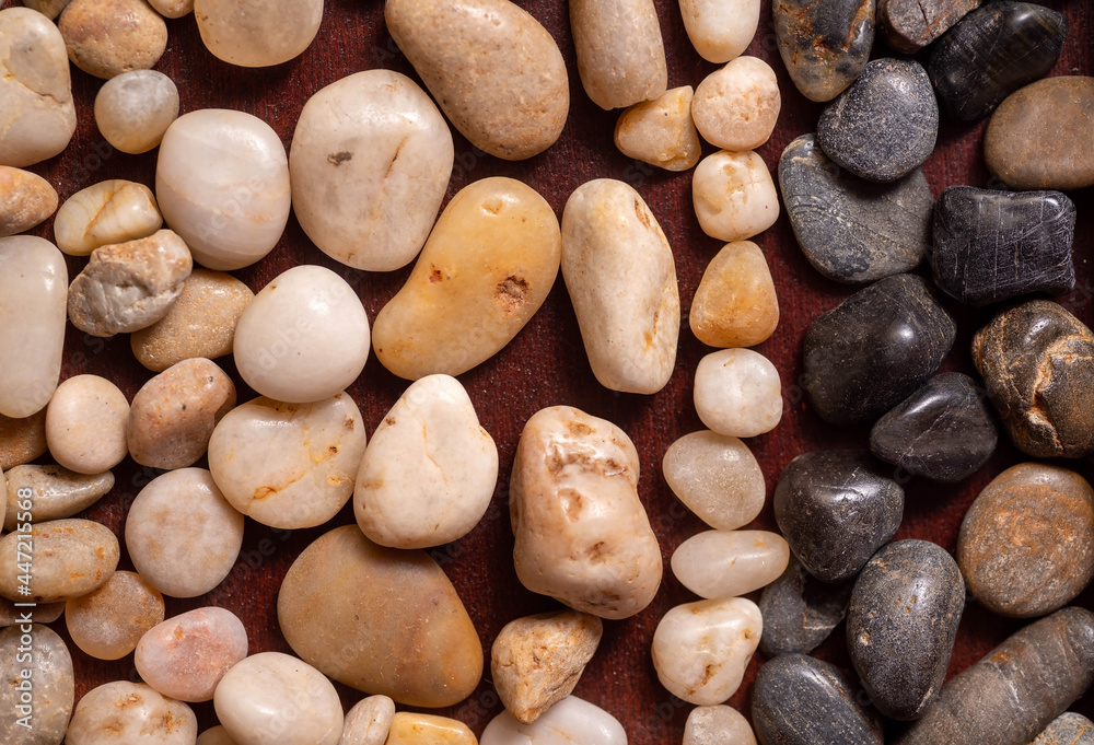 Brown background with sea pebbles Brown background with sea pebbles