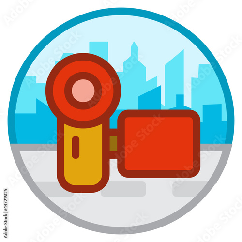 Camcoder ,City Tourism filled outline icon.