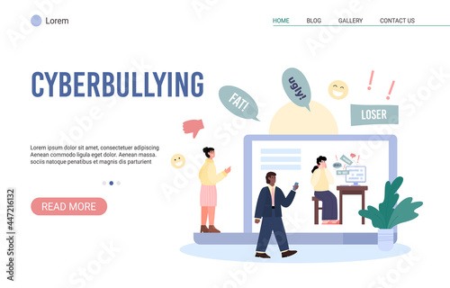 Vector illustration for web with concept cyberbullying and harassment in internet