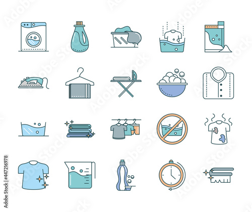 laundry flat icon set
