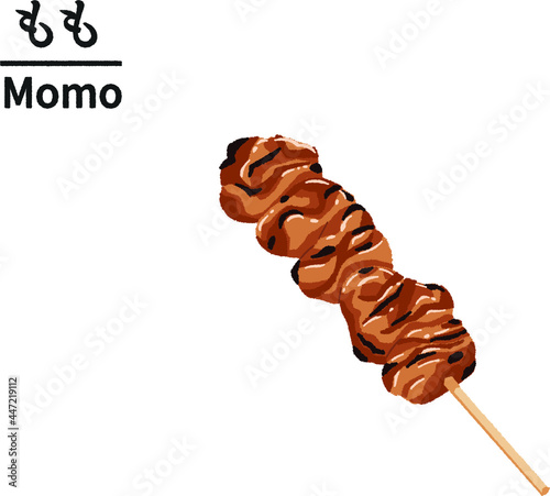 もも肉（タレ）の焼き鳥イラスト 