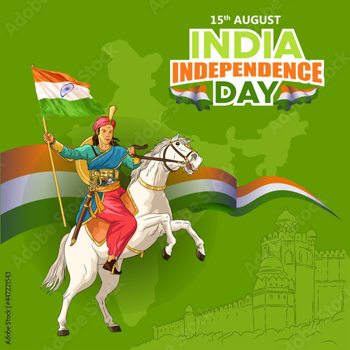 India Independence Day Greetings with Indian Queen