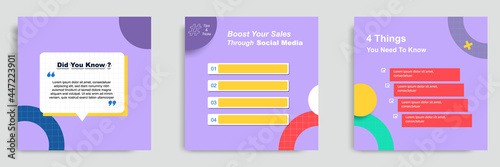 Social media tutorial, tips, trick, did you know post banner layout template with geometric background and memphis pattern design element in colorful fun color