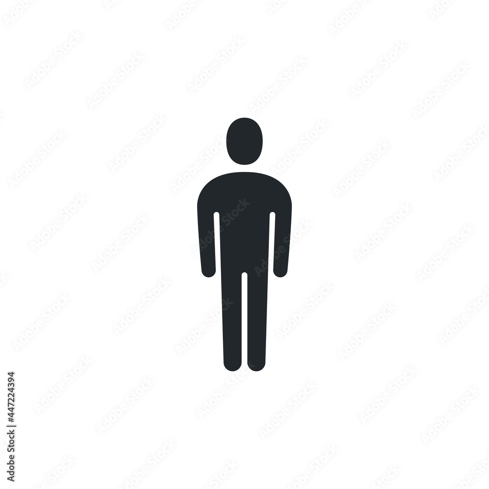 flat vector illustration isolated on white background, black color man icon, business man silhouette flat vector illustration isolated on white background, black color man icon, business man silhouette