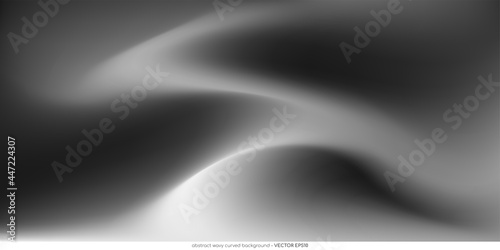 Abstract smooth curve wavy black background. Vector illustration for banner, background