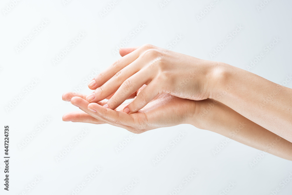 female hands finger massage skin care health close up