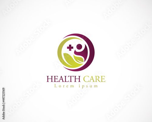 health care logo creative concept sign symbol nature leaf