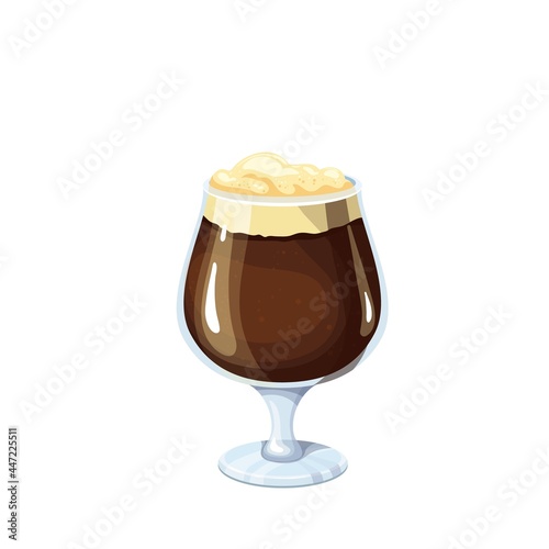 Glass of dark beer. Traditional alcohol drink of beer festival Oktoberfest. Vector illustration.