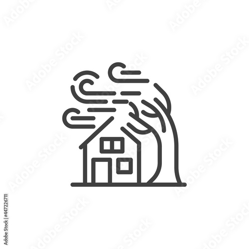 Storm damage home line icon
