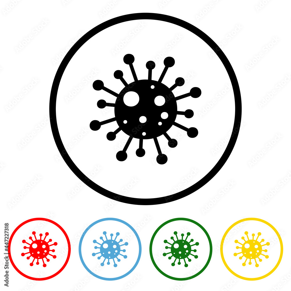 Covid-19 Icon with Color Variations. Covid 19 icon vector illustration design element with four color variations. Vector illustration. All in a single layer. Elements for design. Covid-19 Icon with Color Variations. Covid 19 icon vector illustration design element with four color variations. Vector illustration. All in a single layer. Elements for design.