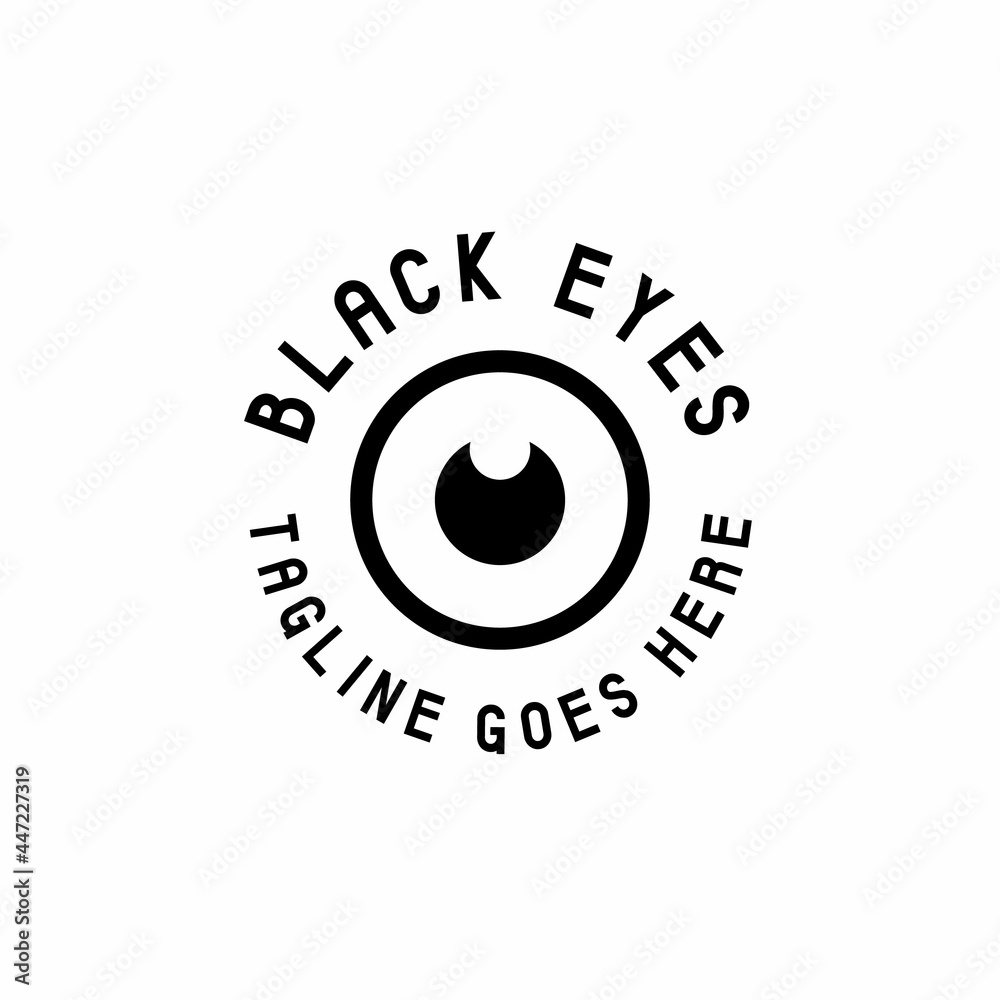 Black eye vector logo design in modern style for eyeglasses company Black eye vector logo design in modern style for eyeglasses company