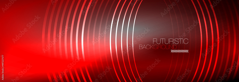 Dark abstract background with glowing neon circles. Trendy layout template for business or technology presentation, internet poster or web brochure cover, wallpaper Dark abstract background with glowing neon circles. Trendy layout template for business or technology presentation, internet poster or web brochure cover, wallpaper