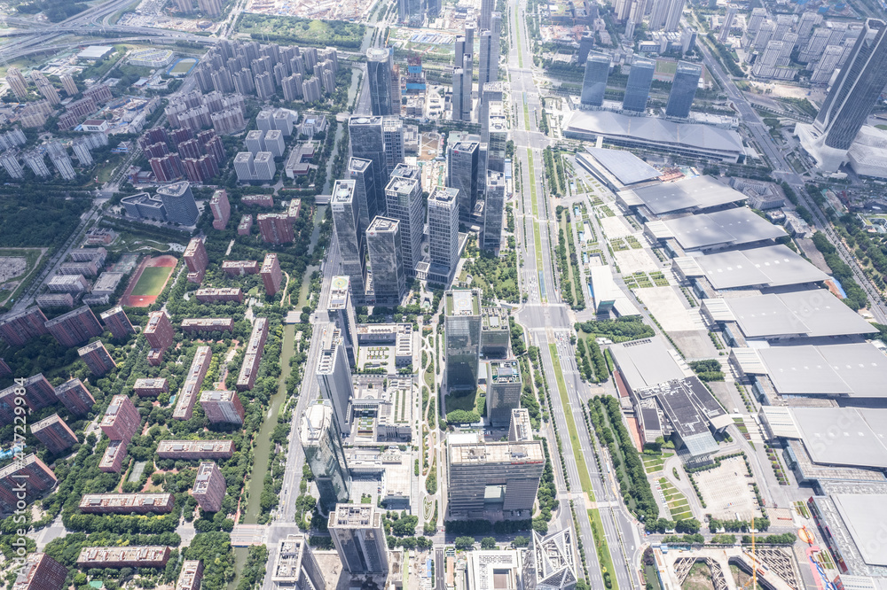 Aerial view of modern city in Nanjing