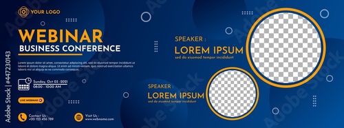 Modern banner template design for business webinar, marketing webinar, online class program, etc