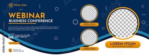 Modern banner template design for business webinar, marketing webinar, online class program, etc