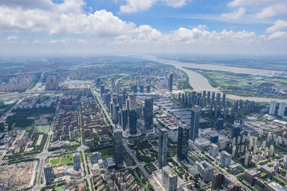Aerial view of modern city in Nanjing