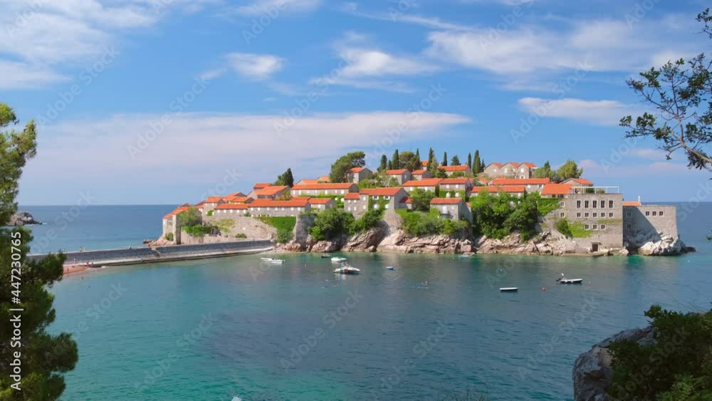 Sveti Stefan island in Budva on a beautiful summer day, Montenegro Sveti Stefan island in Budva on a beautiful summer day, Montenegro