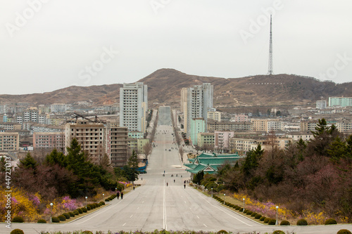 Main street of Kaesong in North Korea photo