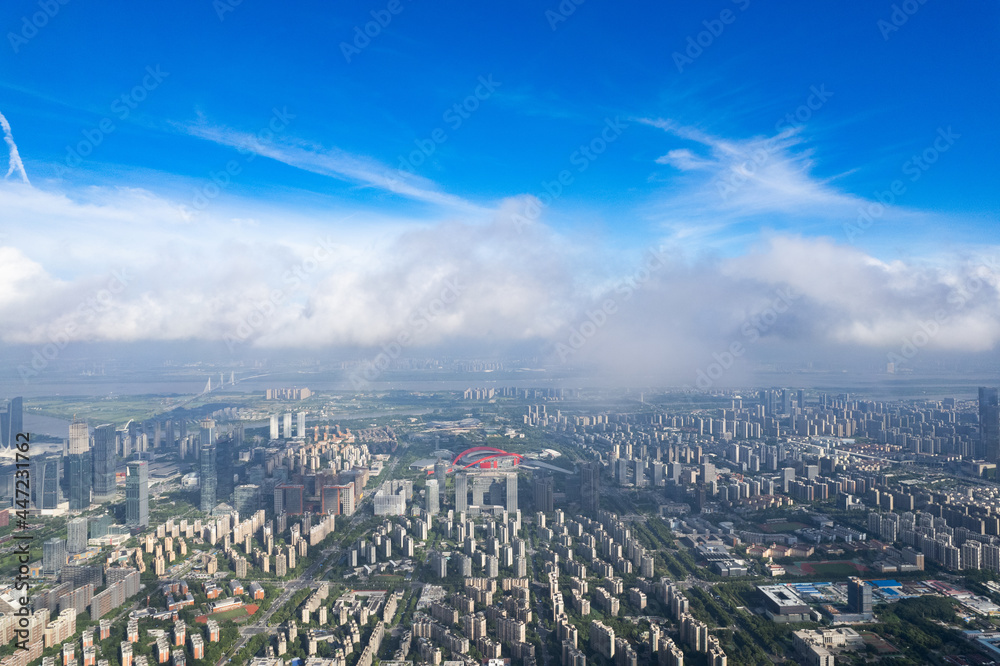 Aerial view of modern city in Nanjing