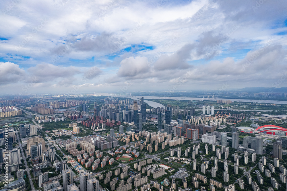 Aerial view of modern city in Nanjing