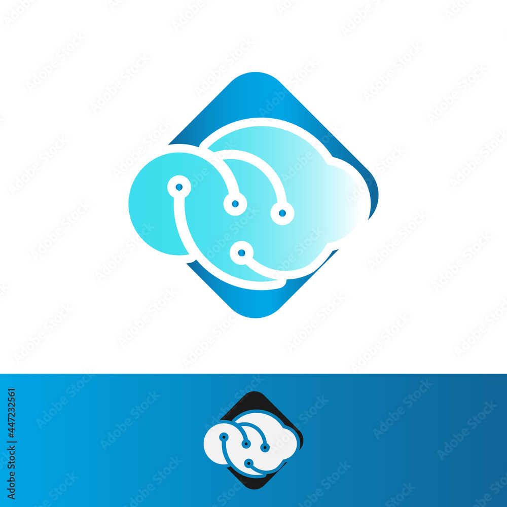 Great Digital Tech Cloud Logo design sign Vector Illustrations