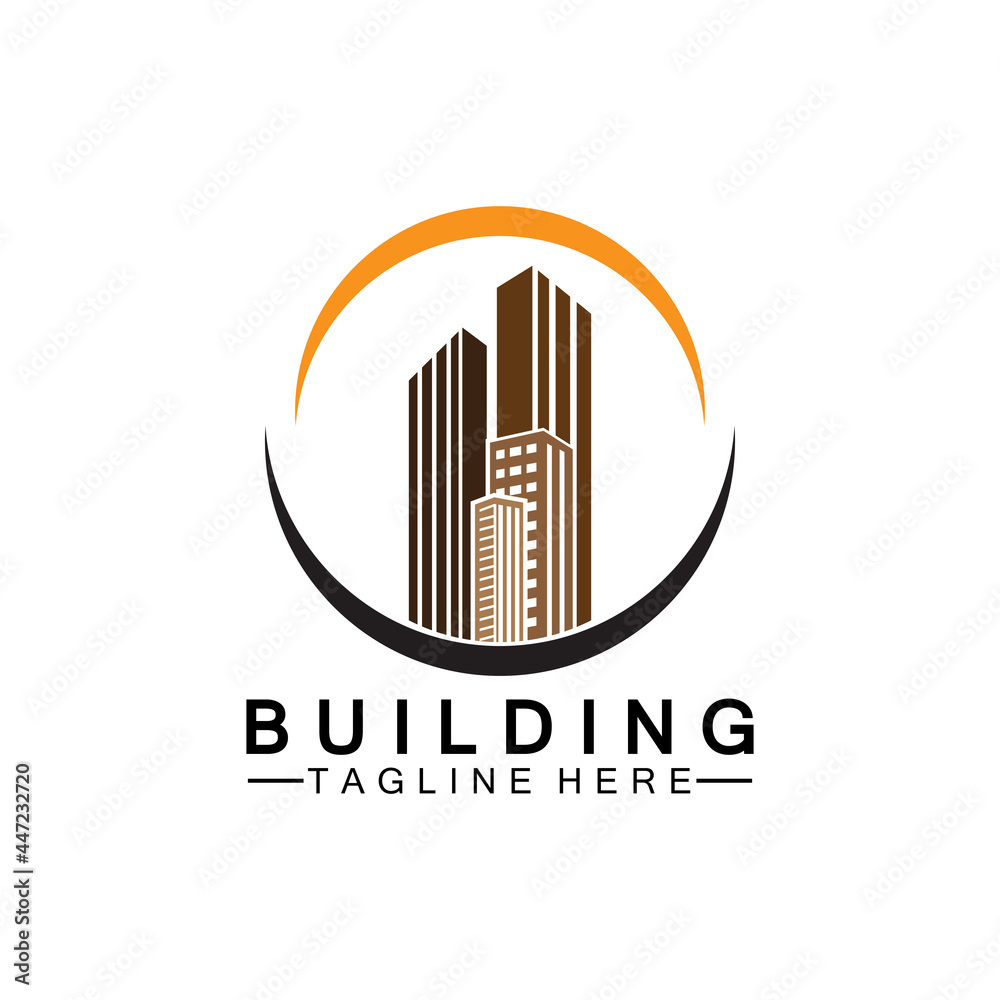 Obraz premium Building logo vector illustration design,Real Estate logo template, Logo symbol icon