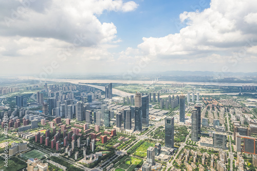 Aerial view of modern city in Nanjing © NAYUKIFILMS