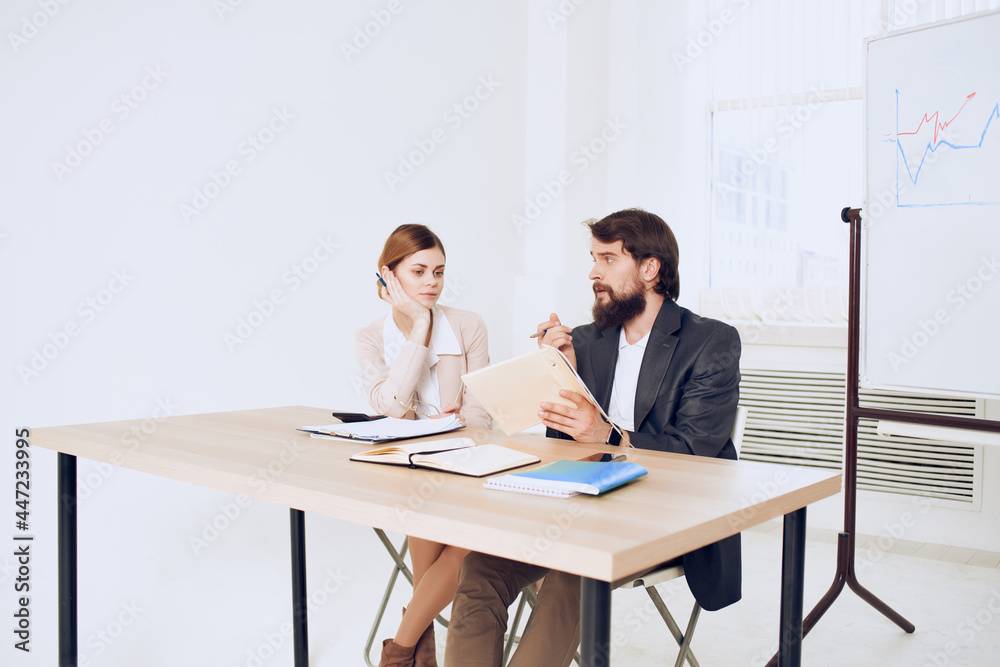 emotional man and woman at work colleagues at work communication emotional man and woman at work colleagues at work communication