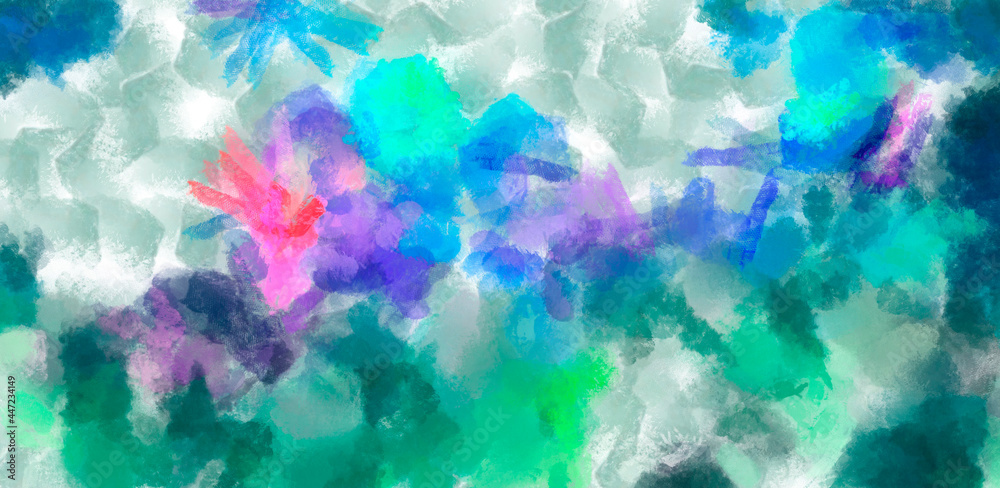 Fototapeta premium abstract pastel background watercolor acrylic pink gray blue green turquoise streaks