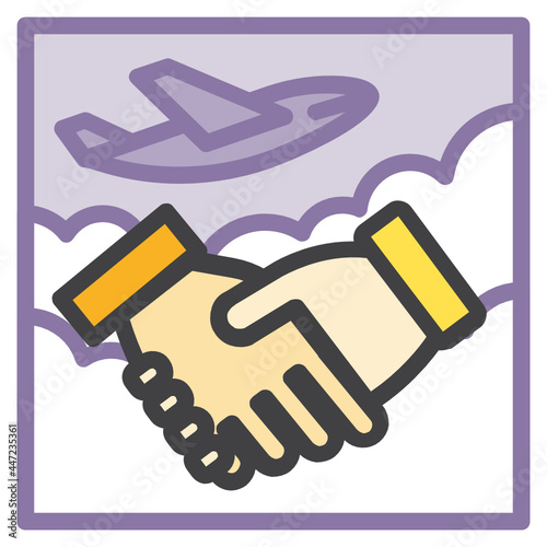 Handshake  Business Travel filled outline icon.