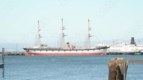 Big ships stationed on the shore photo