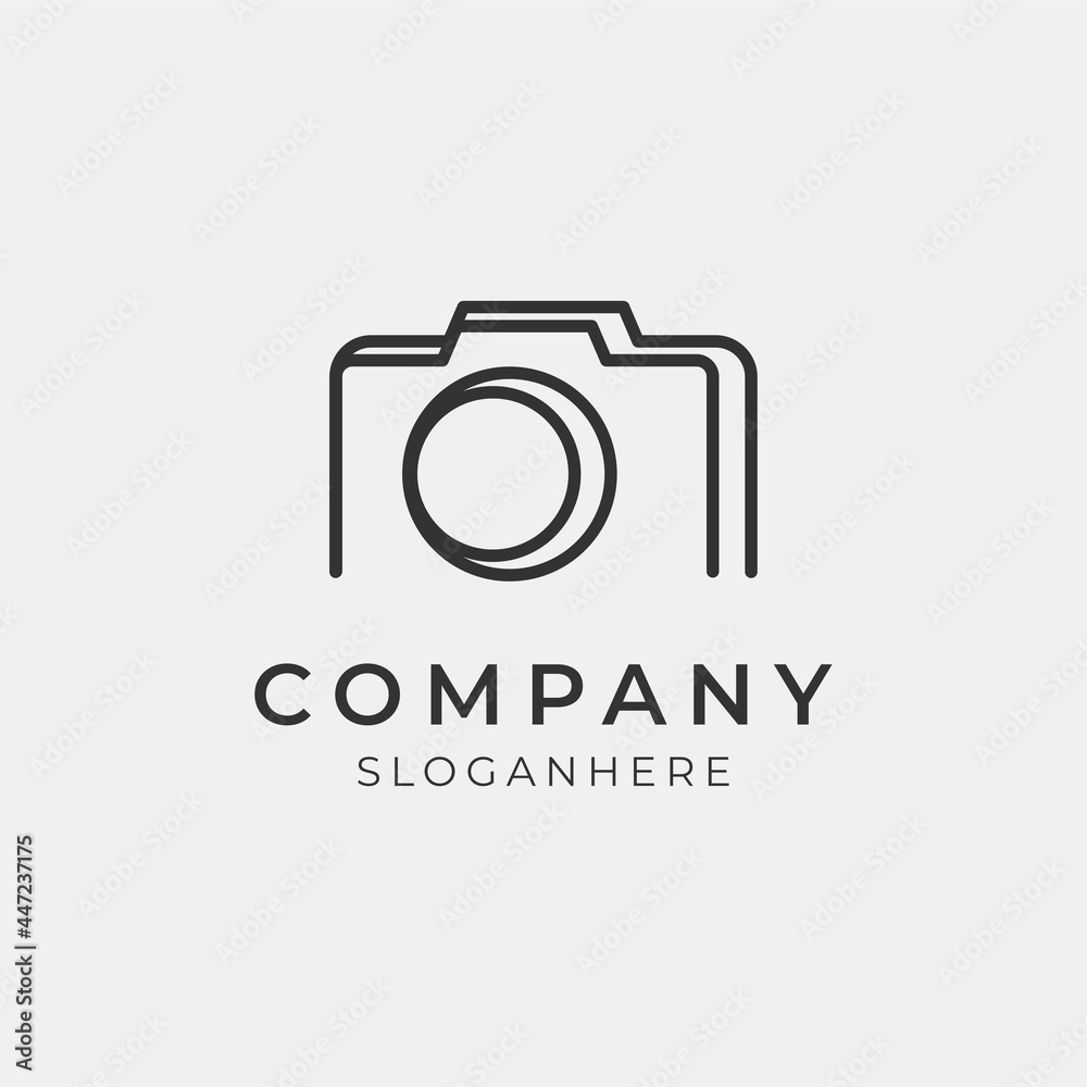 vector illustration of modern line art photography logo perfect for photographer and media company