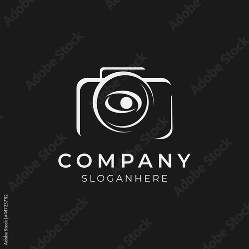 vector illustration of creative photography logo with eye lens illustration perfect for photographer and media company
