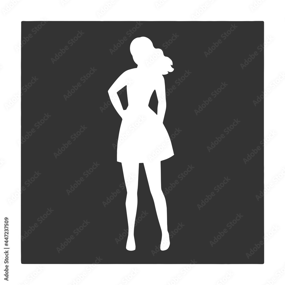 Woman girl silhouette on black background raster