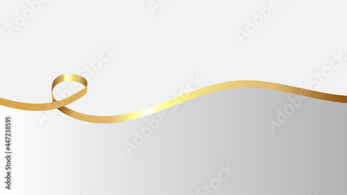 Gold ribbon on a gray background. Abstract background. Desktop wallpaper for PC or smartphone. Vector illustration.