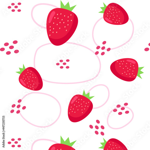 Strawberry seamless pattern with different shapes. Fabric  textile  print. Vector 8 eps